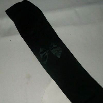 Romwe bow decor faux suspender sheer thigh tights black nip kawaii 80's sexy