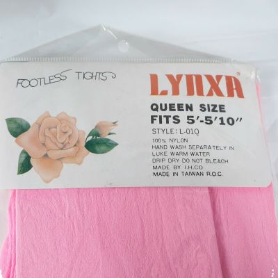 Lynxa Footless Tights Size Queen Bright Pink Vintage 100perc Nylon