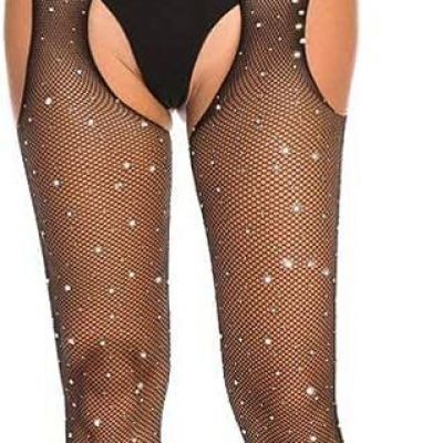 Women'S Sexy Sparkle Rhinestone Stockings High Waist Suspender Tights Pantyhose