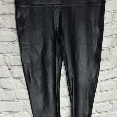 Spanx Women's Faux Leather Leggings Black Size XLarge Style #2437