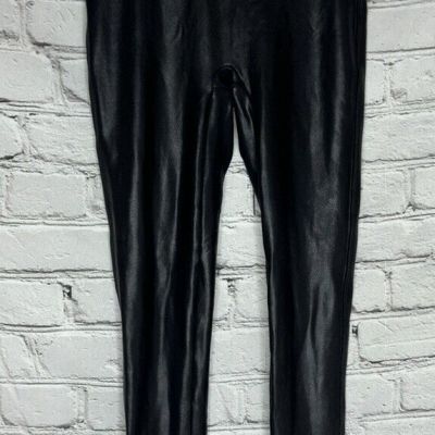 Spanx Women's Faux Leather Leggings Black  #2437Q Petite XSmall