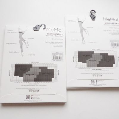 MeMoi 2 PAIRS Sexy Essentials Backseam Cuban Heel Sheer Stockings Plus Q1 / Q2