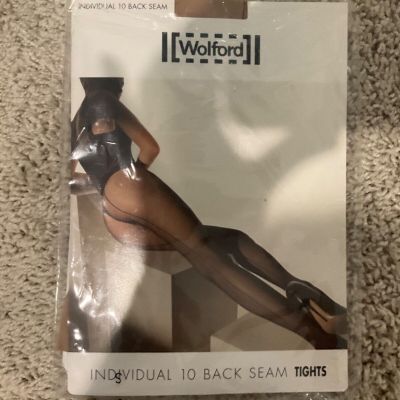 WOLFORD INDIVIDUAL 10 BACK BLACK SEAM TIGHTS SIZE XS NUDE