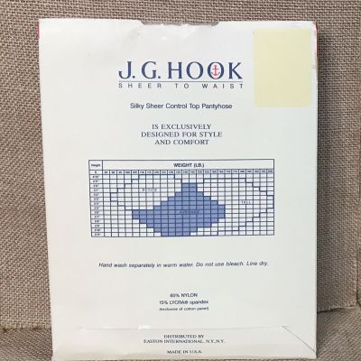 Vintage JG Hook Sheer Control Top Tall Ivory Pantyhose w Lycra Spandex Stockings
