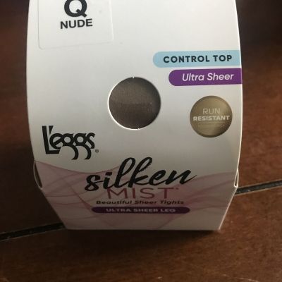 Leggs Silken Mist Beautiful Sheer Tights Ultra Sheer Leg Control Top Q Nude