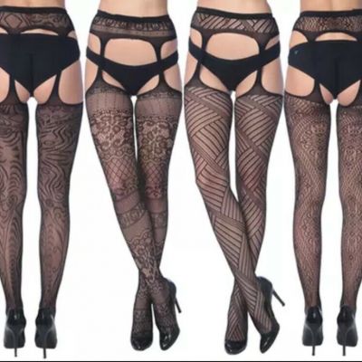Frenchic Suspender Style Fishnet Crochet Lace Tights  (size Small/Med) Style 2