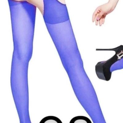 ????NEW Womens Blue Open Crotch Tights Pantyhose Sheer Stockings Hosiery~ Size OS