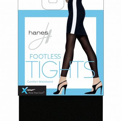 Hanes Footless X-Temp Tights Comfort Waistband Legwear 60 Denier Footless Black