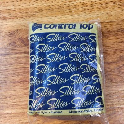 1 Pair VINTAGE SILKIES CONTROL TOP Pantyhose 752 Queen XL Honey USA MADE