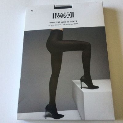 WOLFORD Velvet De Luxe 50 Tights BLACK  Size XL EXTRA LARGE NWT
