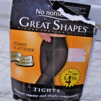 2 No Nonsense Great Shapes  Microfiber Tights Size C -Black - Flattens Tummy