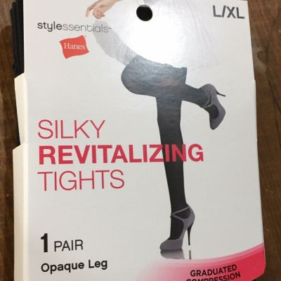 Hanes Silky Revitalizing Opaque Tights BlackL/XL NEW