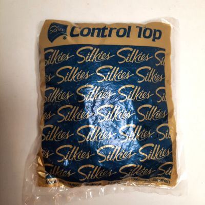 Vintage Silkies Control Top Pantyhose Medium Off Barely Black USA 070206
