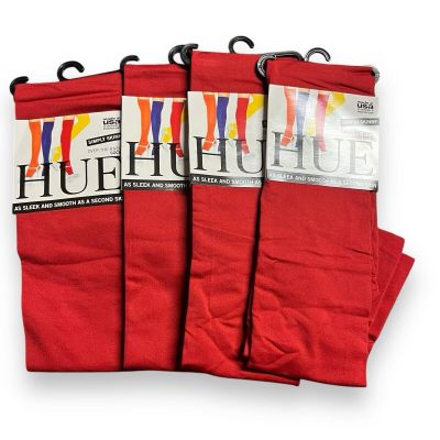 HUE Womens Deep Red Knee Highs One Size Simply Skinny 4 Pair New