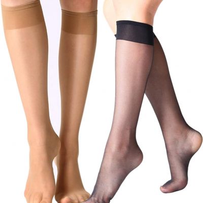 12 Pairs Lady'S Sheer Knee High Stockings for Women