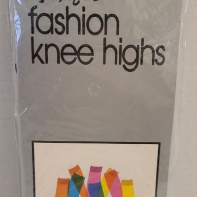 Vintage LIS-MAR Fashion Knee Hi Stockings 100perc Nylon, One Size 8.5-11, BLACK