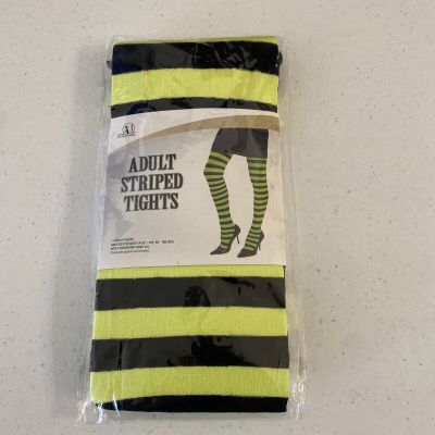 New Black / Green STRIPED Adult Pantyhose Tights One Size Halloween Costume