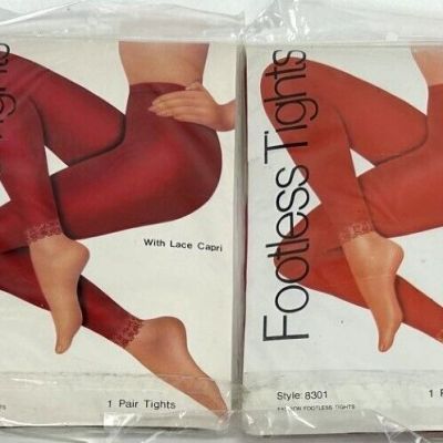 4 Seamless Tights with Lace Red and White Colors Style 8301