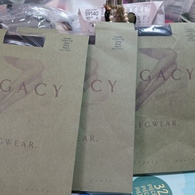 Lot/3 Prs Legacy Control Top Tights-Size E-1-Gray Heather/1-Brown/1-Black-MIOP