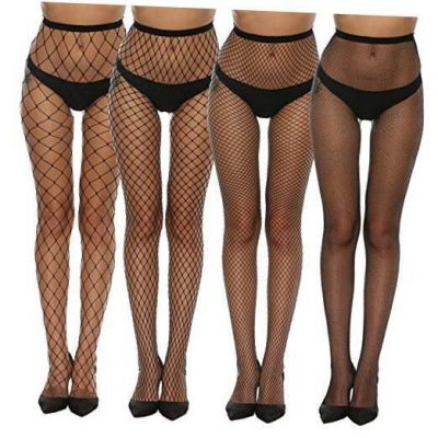 High Waist Fishnet Stockings Classic Fishnet Tights X-Large-XX-Large Black-4