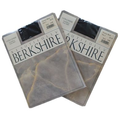 Berkshire Pantyhose Lot Of 2 Ultra Sheer Fantasy Black Size 3 Style Vintage USA