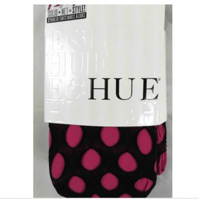 Hue Women Tights S/M Black Pink Two Tone Fishnet Layered Pack of 2 Solid Fishnet