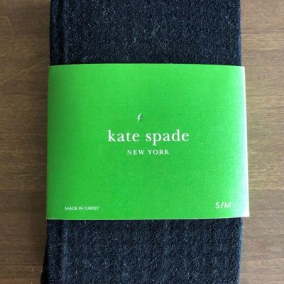 NWT Kate Spade Women's Size S/M Footed Tights Black Stretch Lightweight Textured