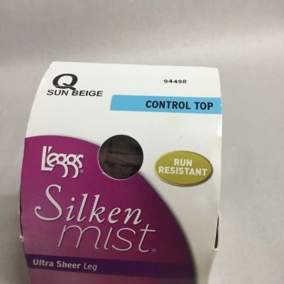 Legg’s  Silken Mist Control Top Q Sun Beige 1 Pair Panty Hose Ultra Sheer 94498