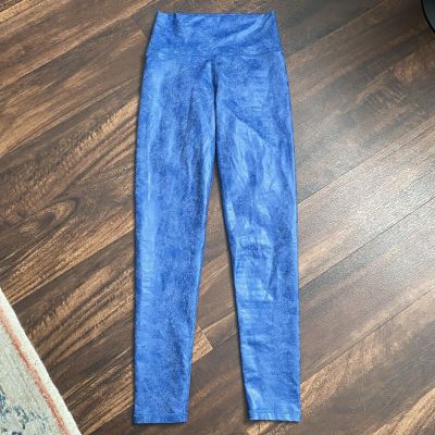 Offline By Aerie Faux Leather Metallic Shiny Blue Ankle Leggings Size S