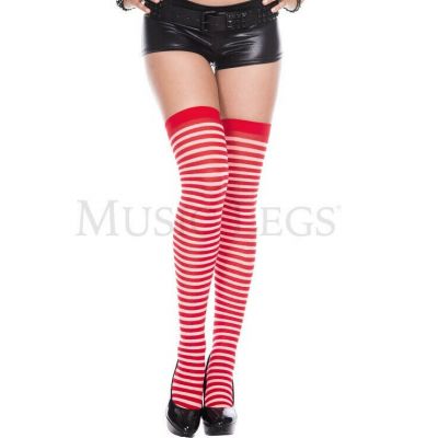 Sexy Women / Costume Accessory  Stocking Striped Thigh Hi Red / White Hosiery