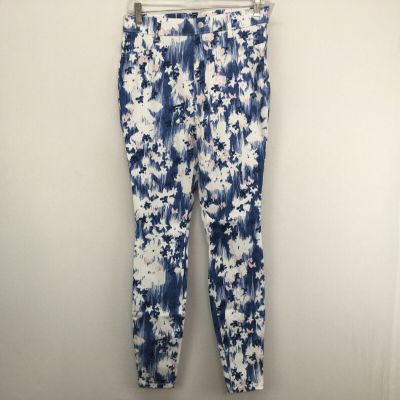 Time and Tru High Rise Fitted Stretch Fashion Jegging Blue Floral Size S 4-6