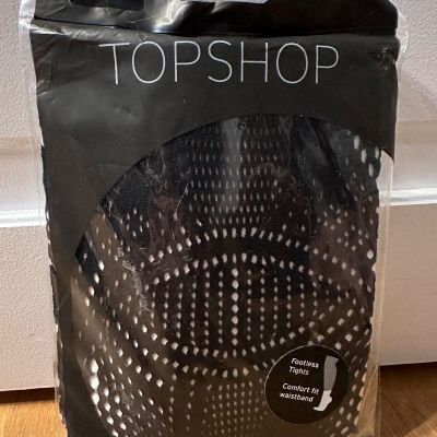 NEW Topshop Brand Black Nylon Spandex Open Crochet Pattern Footless Tights M/L