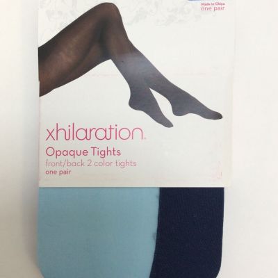 NWT M/T  Xhilaration Opaque Tights Front/Back 2 Color Blue/Blue Tight Free Ship
