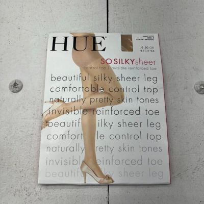 Hue Natural So Silky Sheer Control Top Reinforced Toe Tights Women's Size 2 NEW