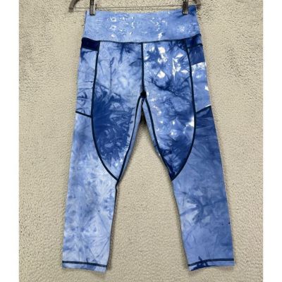 Zyia Active Capri Leggings Womens 8-10 Blue Tie Dye Workout Yoga Exercise Ladies