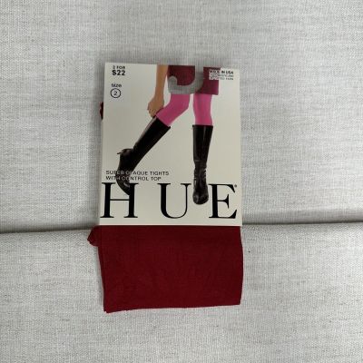 Hue Womens Super Opaque With Control Top Tights Deep Red Size 2