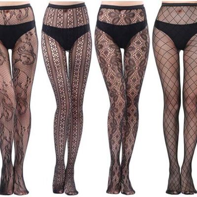 6 Pairs Lace Patterned Tights Fishnet Floral Stockings Small Hole Pattern Leggin