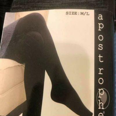 Apostrophe Tights, Size M/L Black & Gray NEW IN PACK *