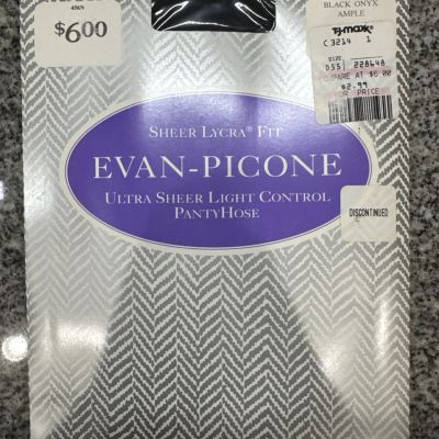 Vintage Evan-Picone Ultra Sheer Nylon Pantyhose Light Control Black Onyx Ample