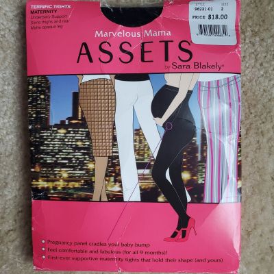 ASSETS Marvelous Mama Maternity Tights Size 2 Black Underbelly Support