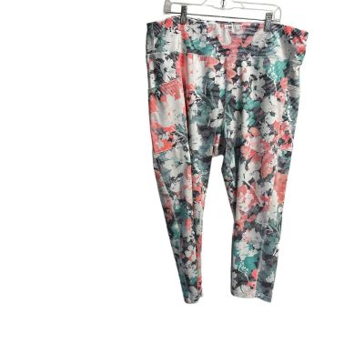 Cato Womens Cropped Leggings Plus Size 22/24W Floral Multi Color Stretch Casual