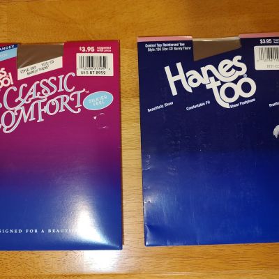 Lot of 2 Hanes Too! size CD Barely There pantyhose classic comfort, control top
