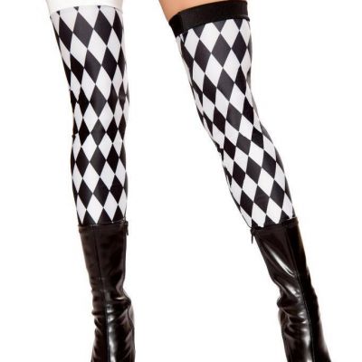 sexy ROMA jester CLOWN footless DIAMOND checkered LEGGINGS thigh HIGHS stockings