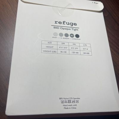 Refuge 80D Open Gusset Opaque Tights | Black Gloss L/XL
