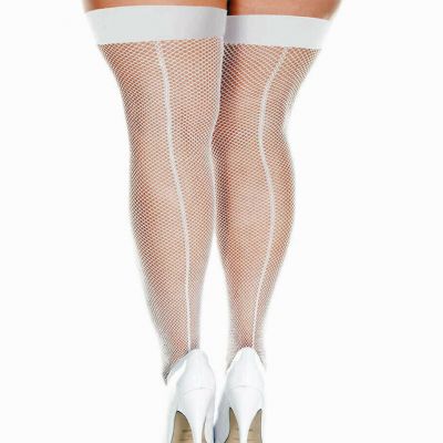 Plus Size Fishnet Classic Thigh High Stockings With Backseam