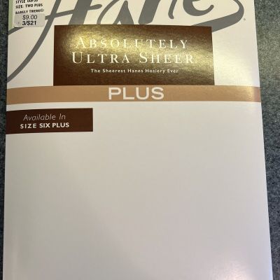 Hanes Absolutely Sheer Control Top Reinforced Toe 2X Pantyhose - Barely There