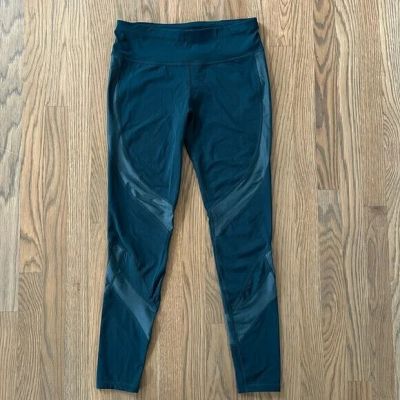 Sweaty Betty  Sz Medium Women's Power Leggings Midnight Teal Wetlook Mesh Panels
