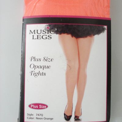 MUSIC LEGS PLUS SIZE OPAQUE TIGHTS STYLE 747Q solid Neon Orange NEW IN PACKAGE