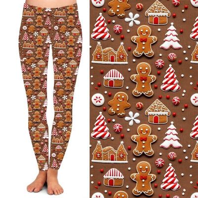 Gingerbread House Christmas Tree Candy Cane Women's Leggings TC Plus Size 12-18
