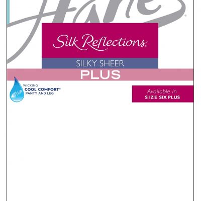 Hanes Control Top Enhanced Toe Pantyhose Silk Reflections Plus Sheer Sleek Soft